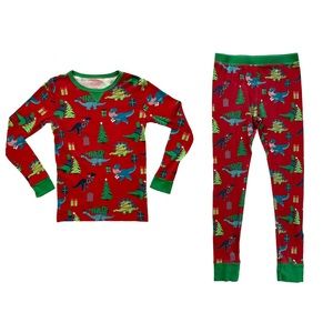 Wondershop Boy's Red Christmas Dinosaur Print Pajama Sleepwear Set- Size 12